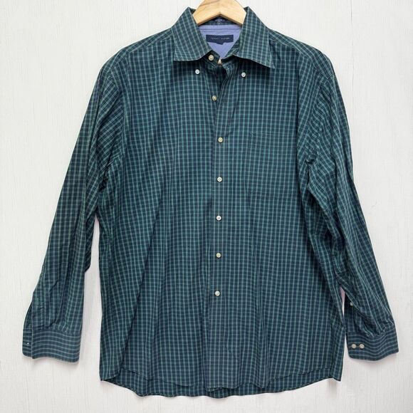 Tommy Hilfiger Plaid Button Front Dress Shirt Size XL - Picture 1 of 9